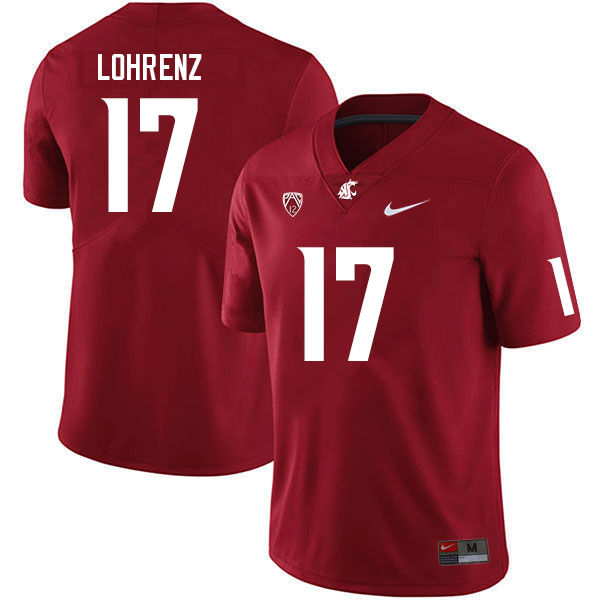 Men #17 Justin Lohrenz Washington State Cougars College Football Jerseys Sale-Crimson